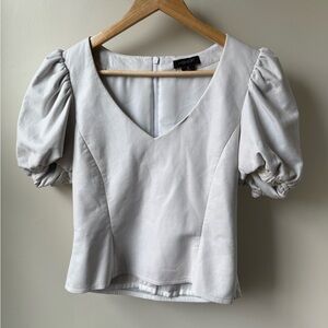 AS BY DF Puff Sleeve Recycled Leather Top Tee Romantic Soft‎ Feminine V Neck XS